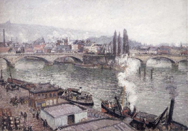 Camille Pissarro The Stone bridge in Rouen,dull weather Sweden oil painting art